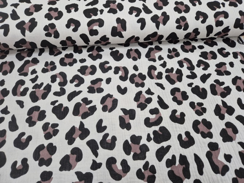 Musselin Leoprint beige